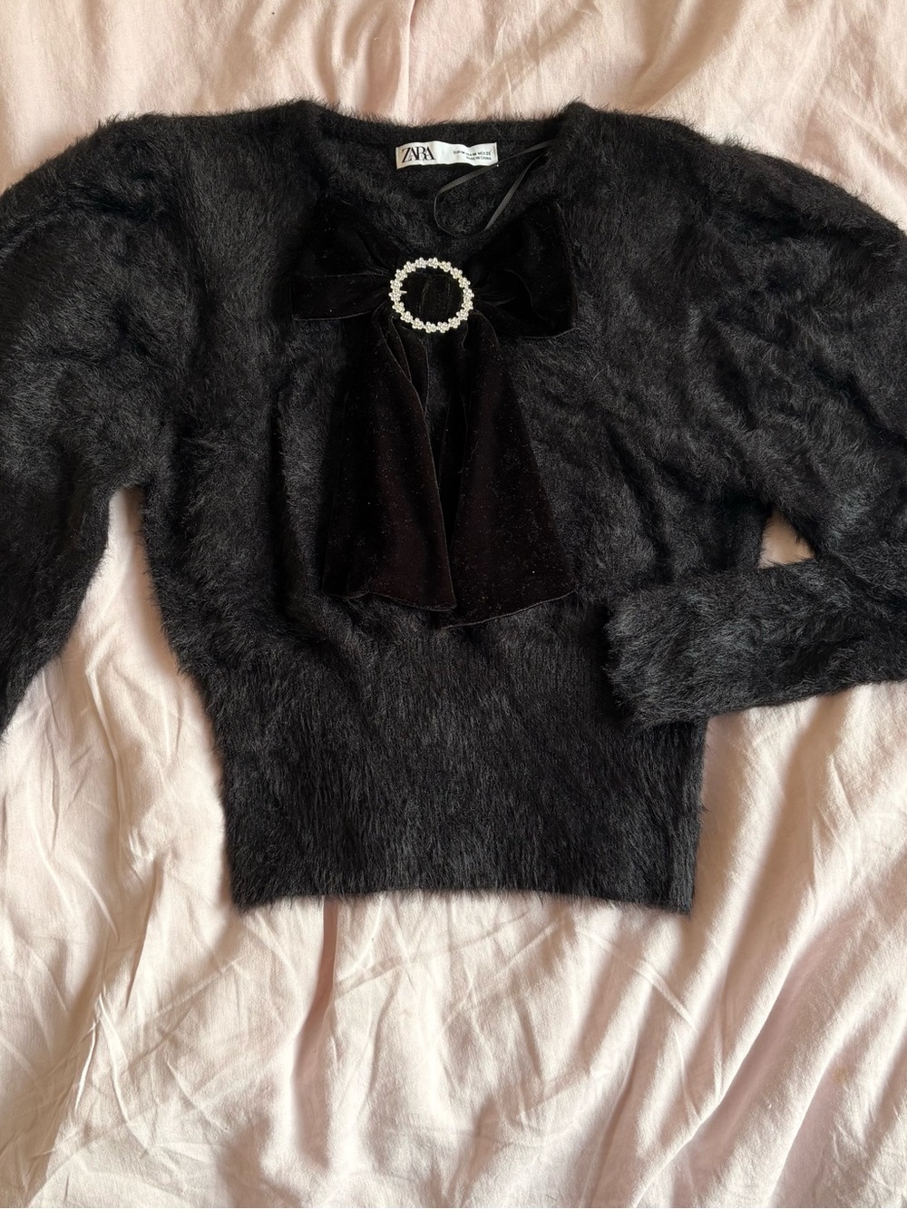 Zara Elastic Waist Bow-Front Sweater
